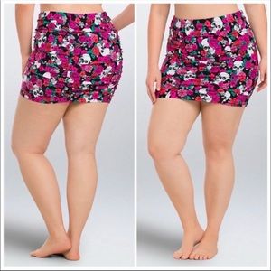 Torrid skull rose print swim skirt swim bottoms